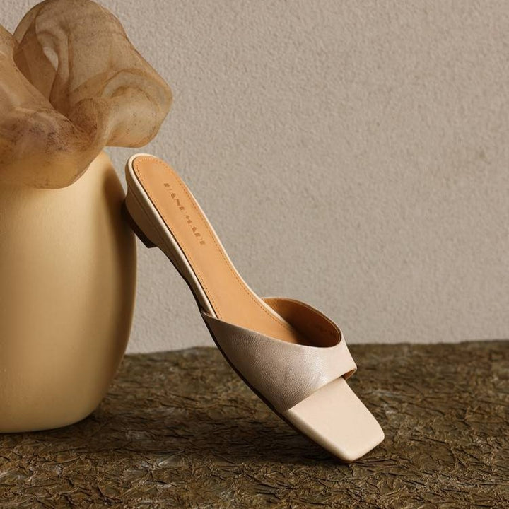 Aline Square-Toe Leather Mules