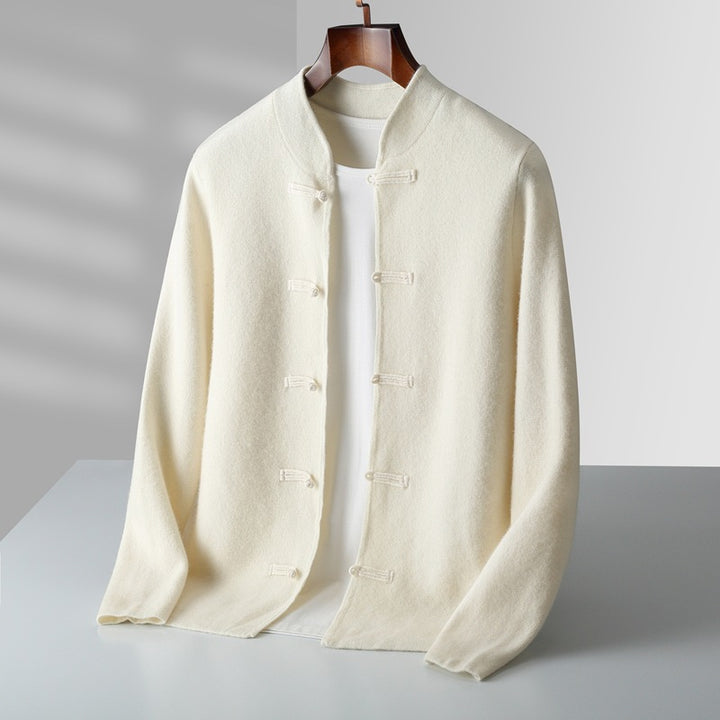 Solren Wool Knot-Button Cardigan