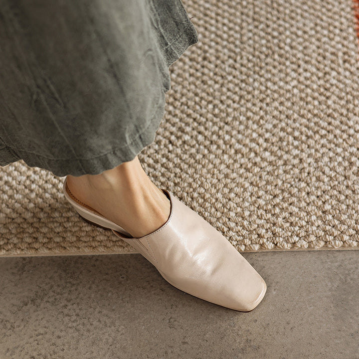 Elise Square-Toe Leather Mules
