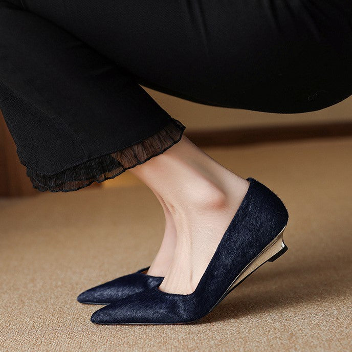 Marcele Haircalf Low-Heel Wedge