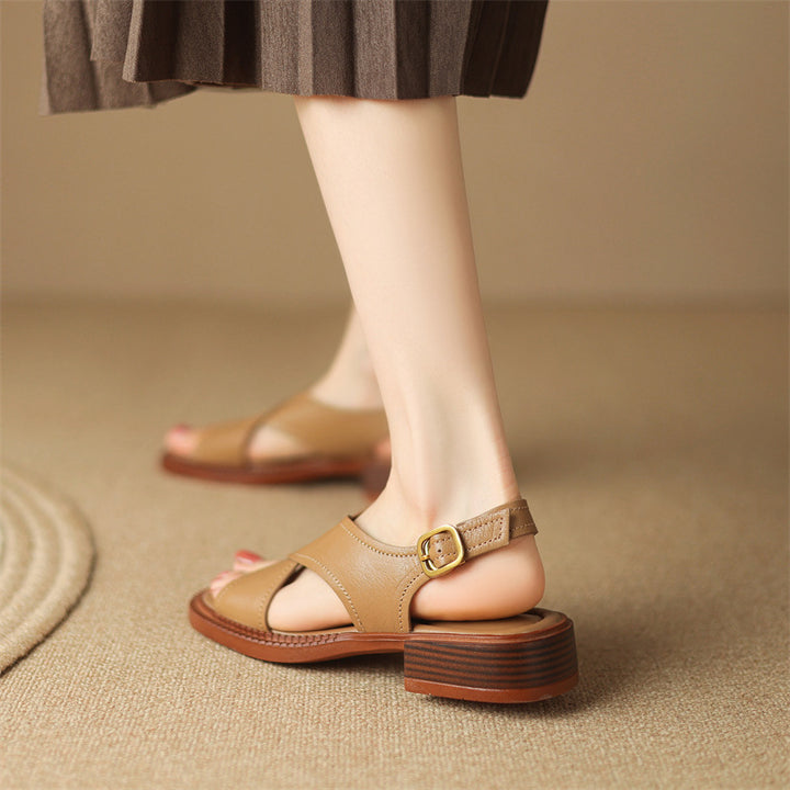 Serene Crossband Leather Slingback Sandals