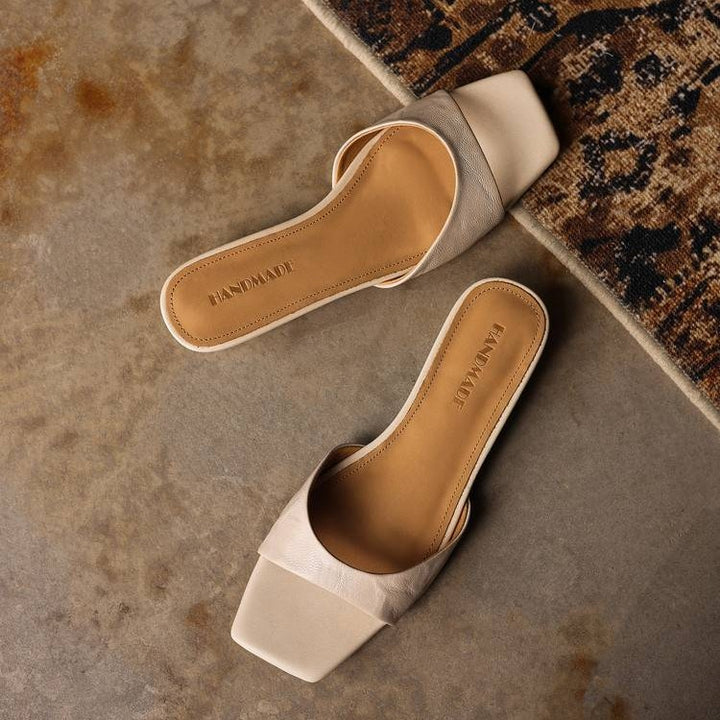 Aline Square-Toe Leather Mules