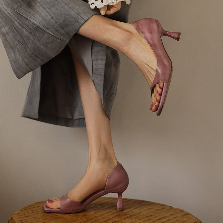 Élan Square-Toe Leather Heeled Sandals