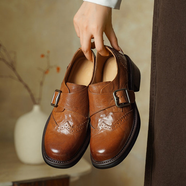 Tessa Monk-Strap Leather Brogues