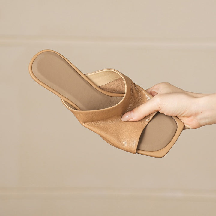 Caia Square-Toe Leather Mules