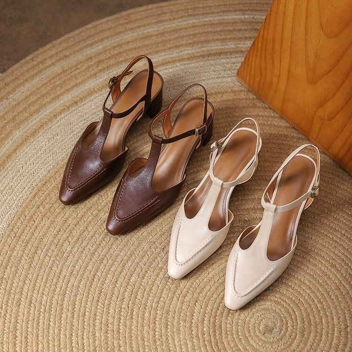 Romira T-Strap Leather Heels