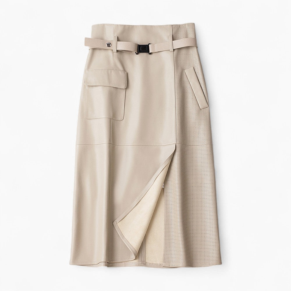 Léone Lambskin Midi Skirt
