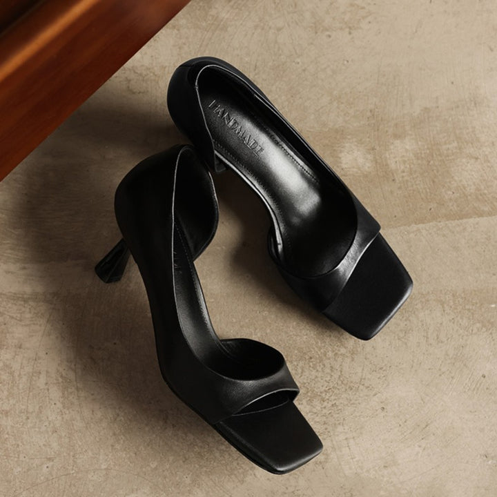 Élan Square-Toe Leather Heeled Sandals
