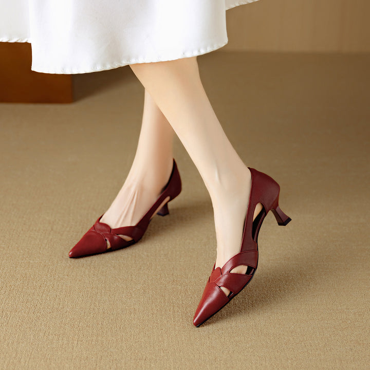 Aveline Cutout Leather Pumps