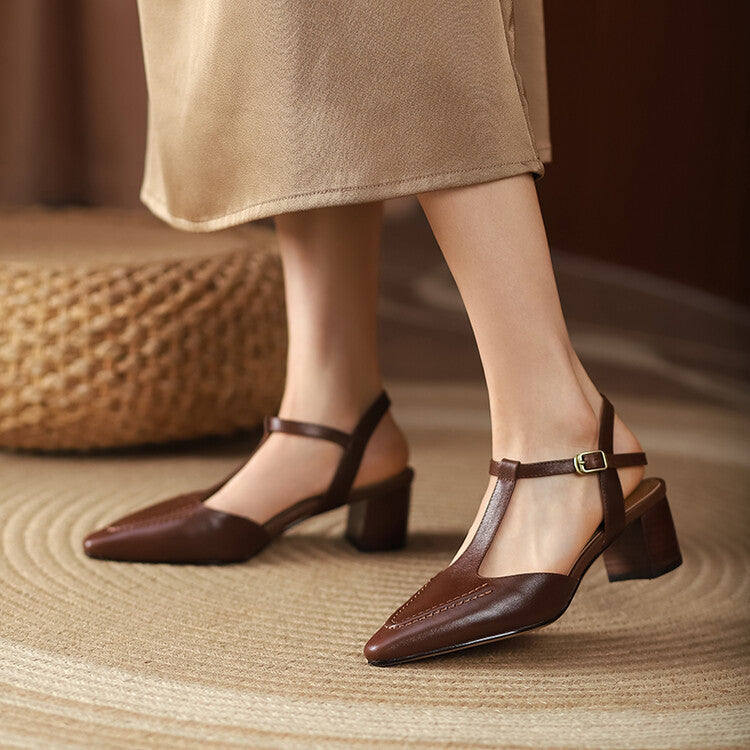 Romira T-Strap Leather Heels