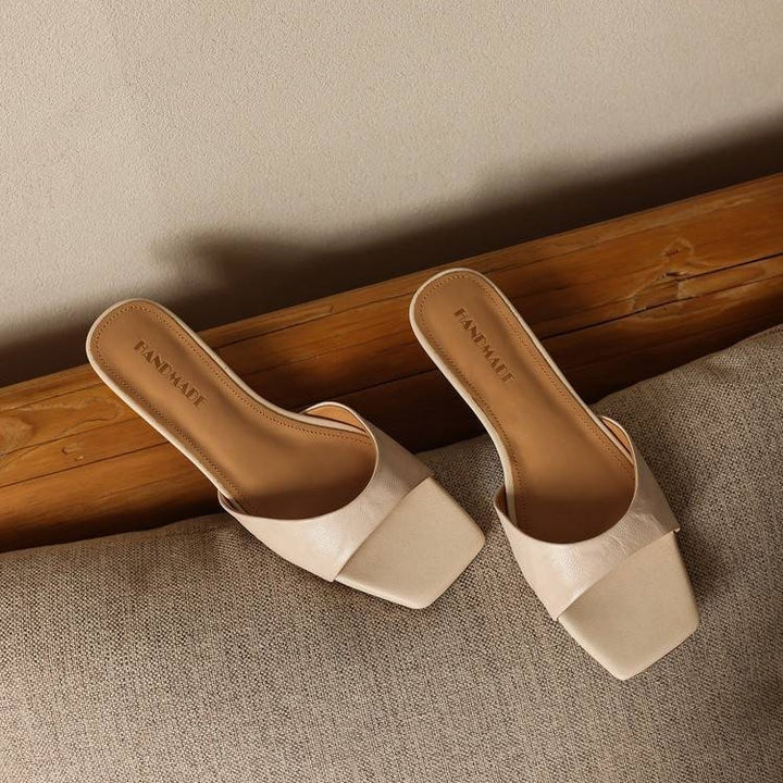 Aline Square-Toe Leather Mules