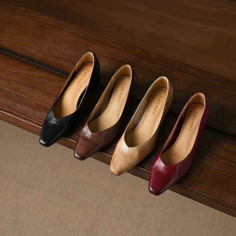 Caldré Leather Square Pumps