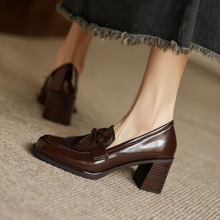 Maren Tassel Leather Loafer Pumps