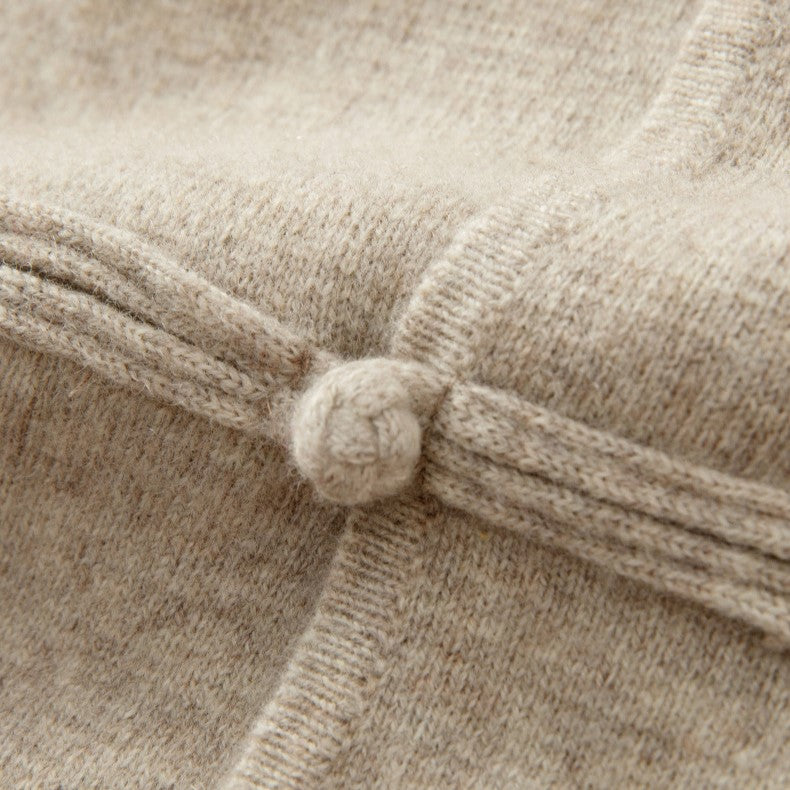 Solren Wool Knot-Button Cardigan