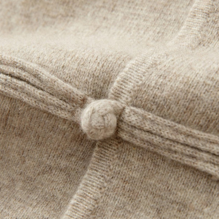 Solren Wool Knot-Button Cardigan