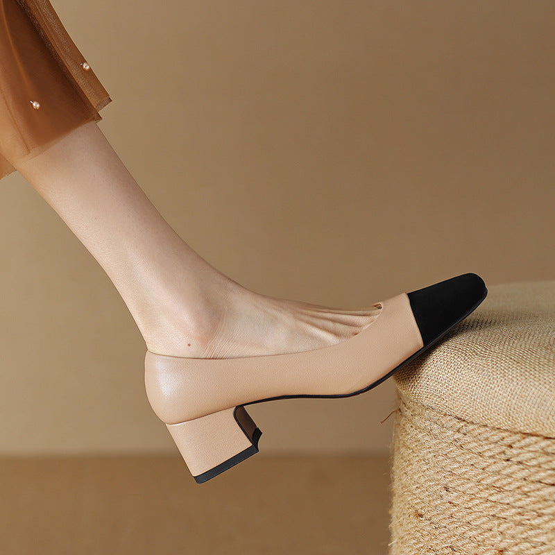 Elara Square-Toe Leather Pumps