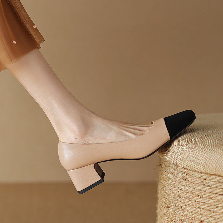 Elara Square-Toe Leather Pumps