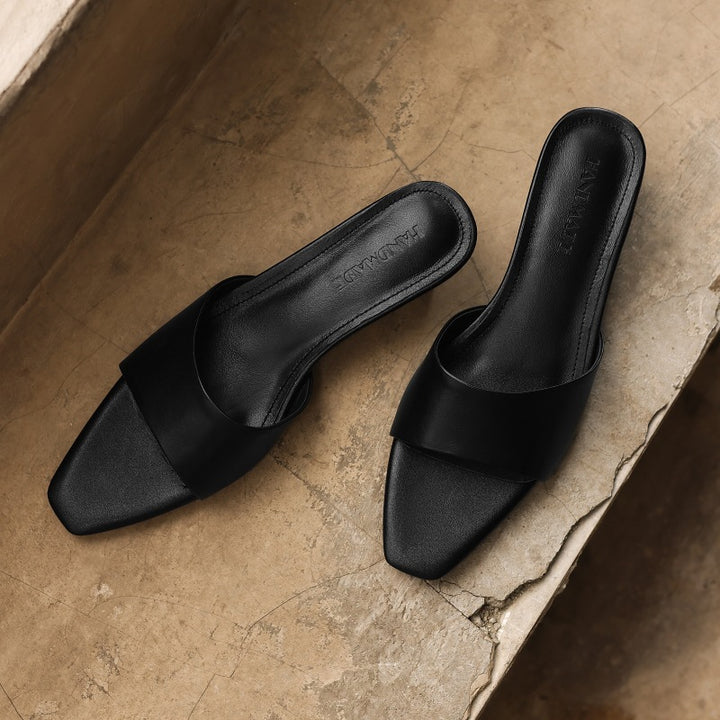 Noa Square-Toe Leather Mules