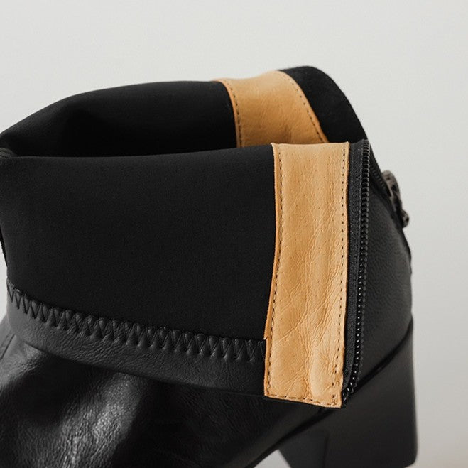 Elara Square-Toe Leather Ankle Boots