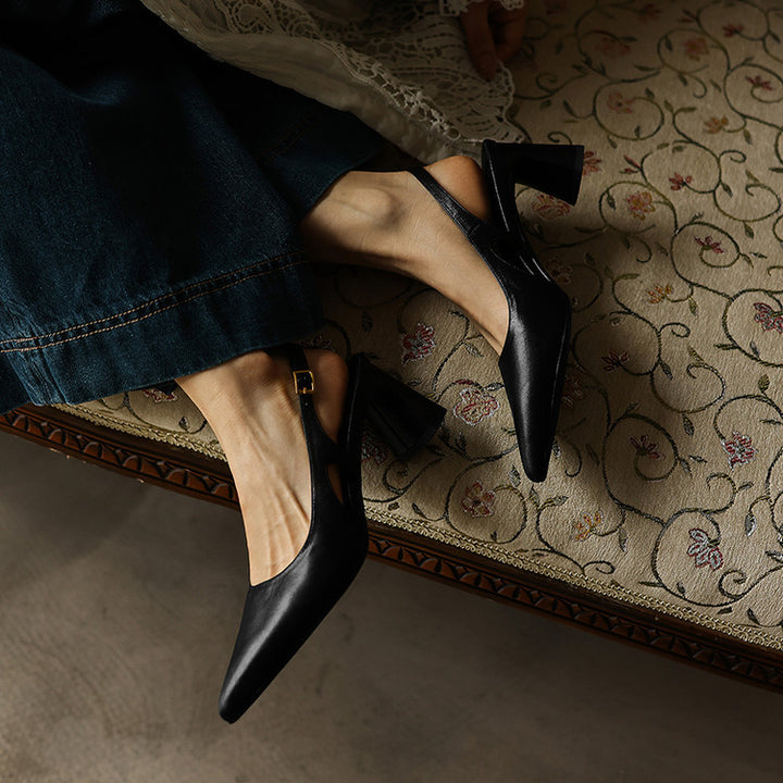 Cielle Leather Slingback Heels