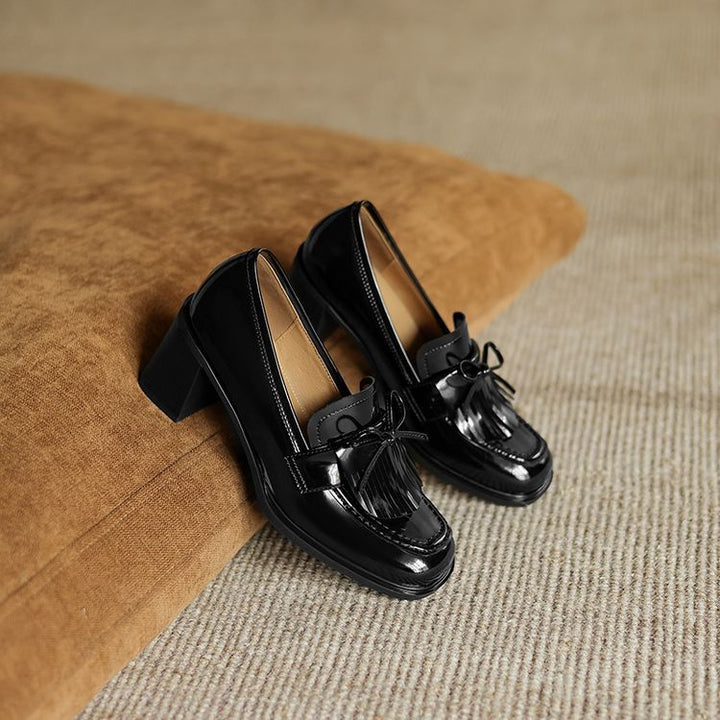Maren Tassel Leather Loafer Pumps