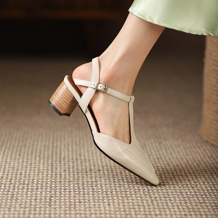 Romira T-Strap Leather Heels