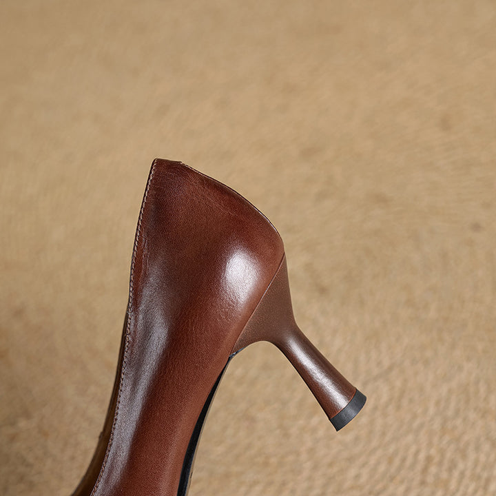 Elviera Square Leather Heels