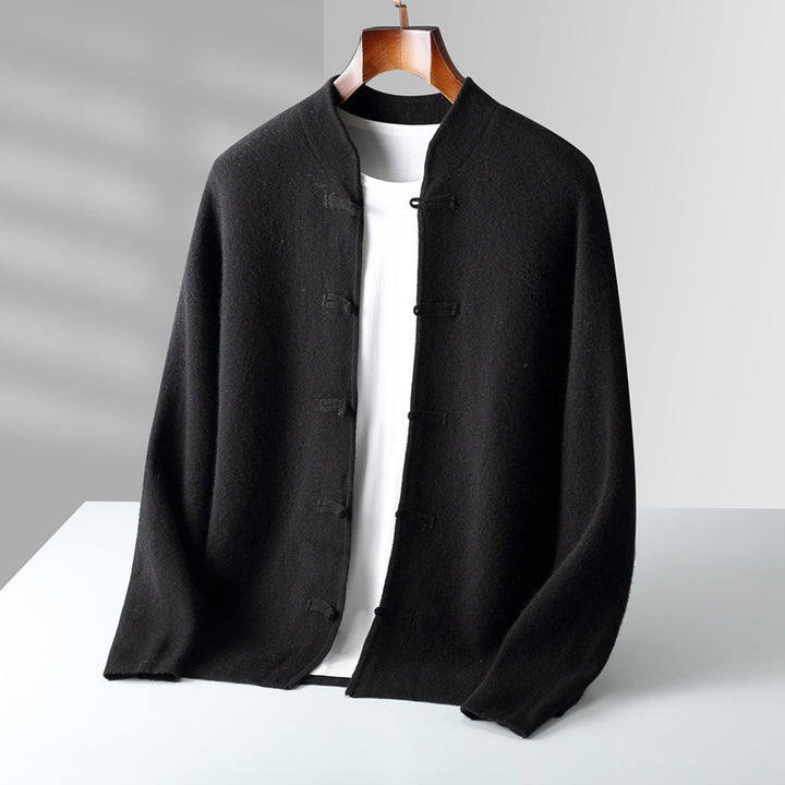 Solren Wool Knot-Button Cardigan