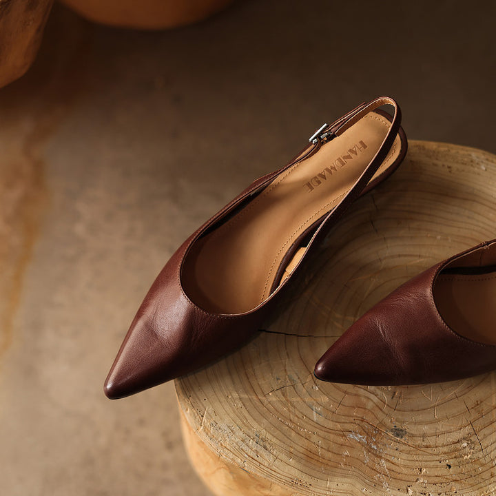 Celest Leather Slingback Heels