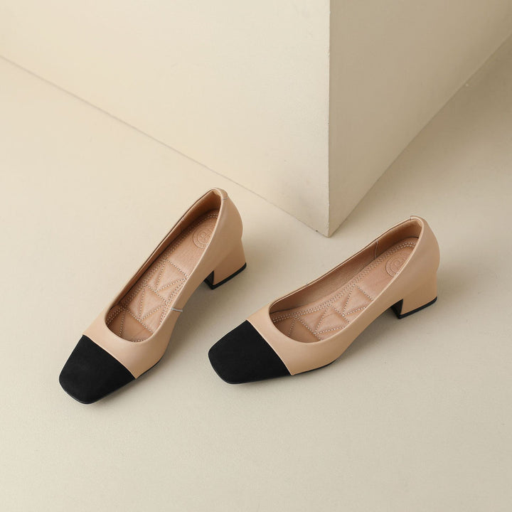 Elara Square-Toe Leather Pumps