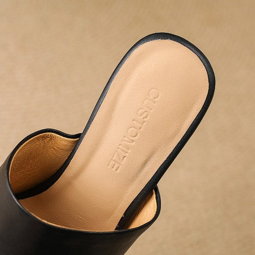 Virelle Curve Leather Mule Heels