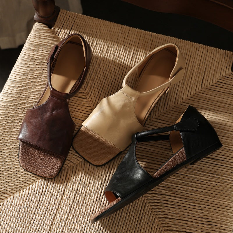 Seline T-Bar Leather Sandals