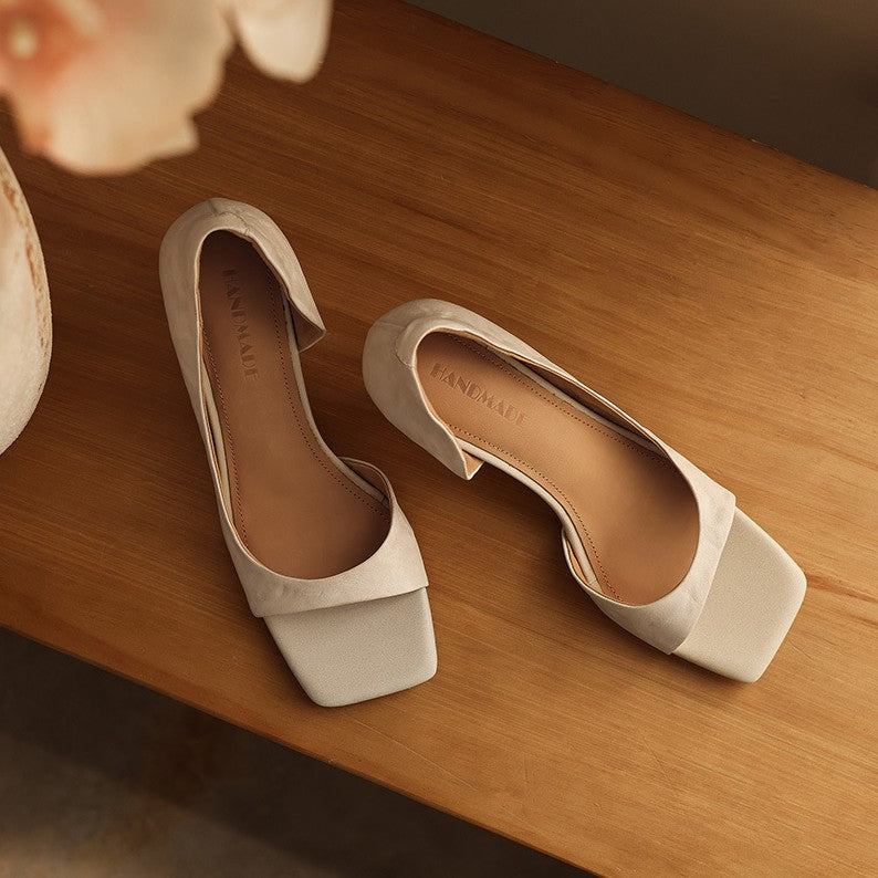 Élan Square-Toe Leather Heeled Sandals