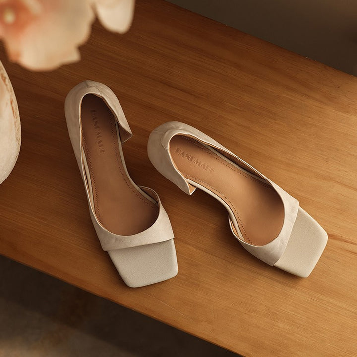 Élan Square-Toe Leather Heeled Sandals