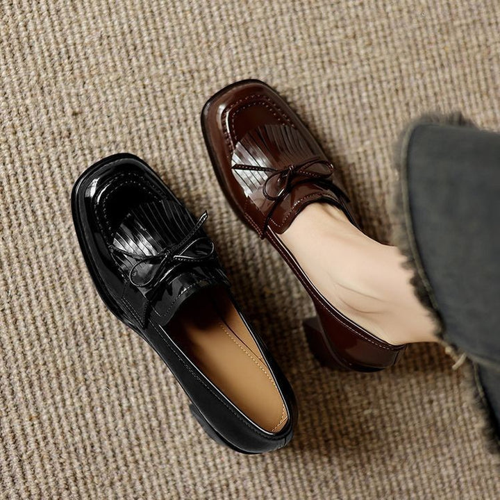 Maren Tassel Leather Loafer Pumps