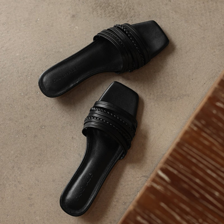 Nola Square Leather Sandals
