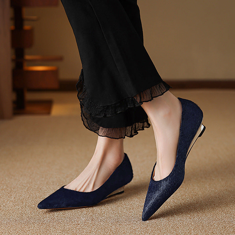 Marcele Haircalf Low-Heel Wedge