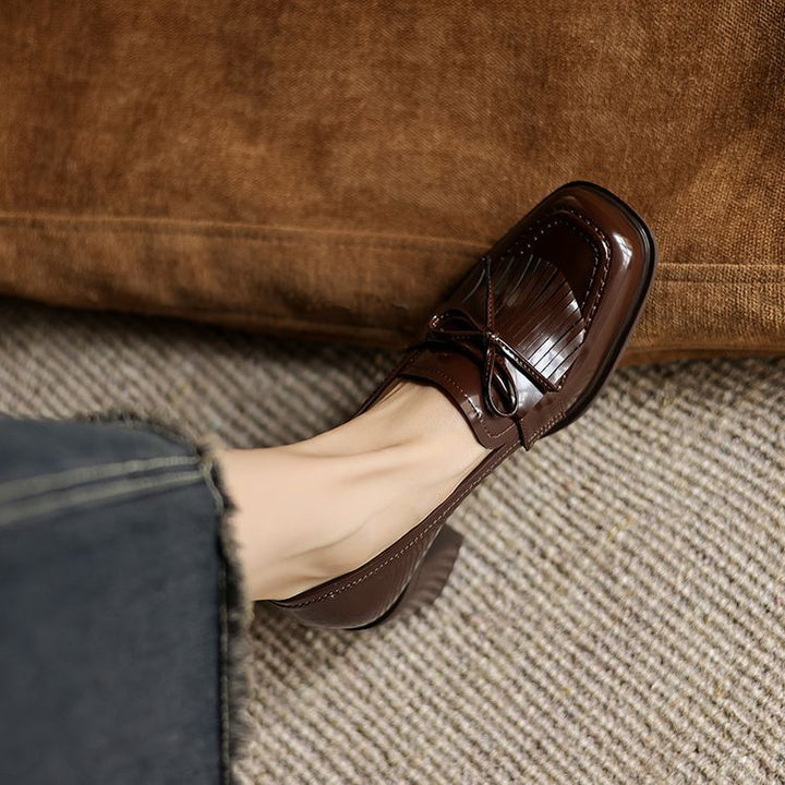 Maren Tassel Leather Loafer Pumps