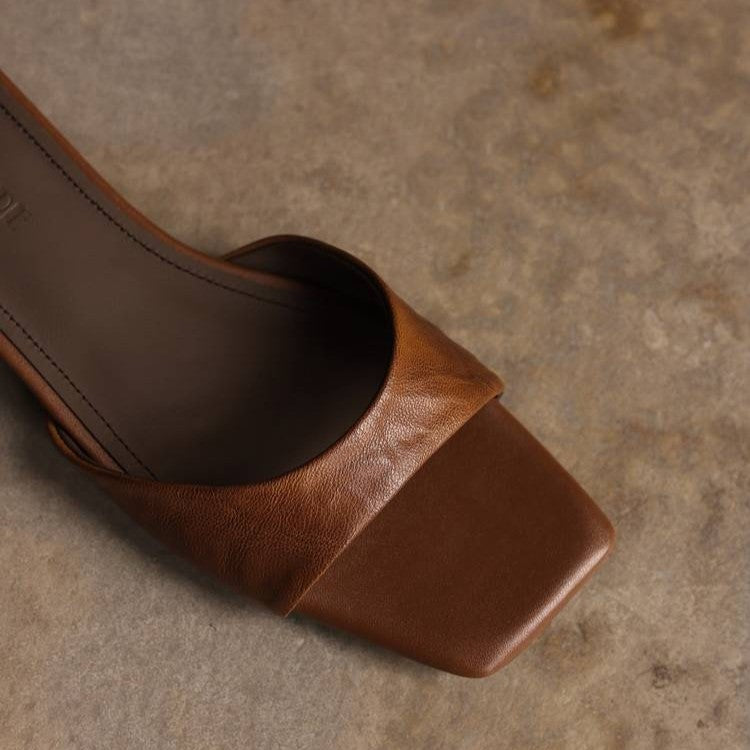 Aline Square-Toe Leather Mules