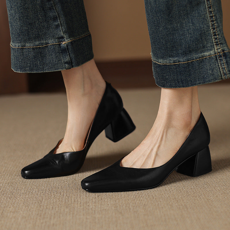 Caldré Leather Square Pumps