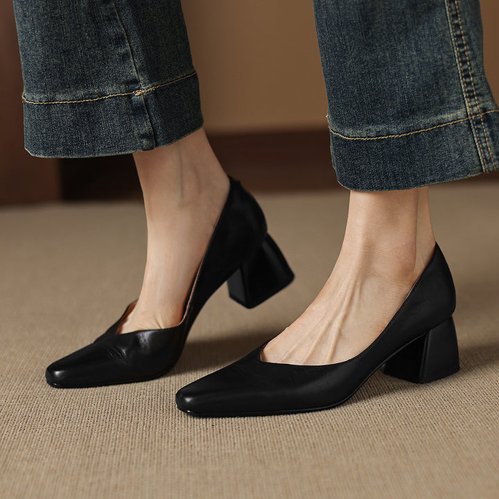 Caldré Leather Square Pumps