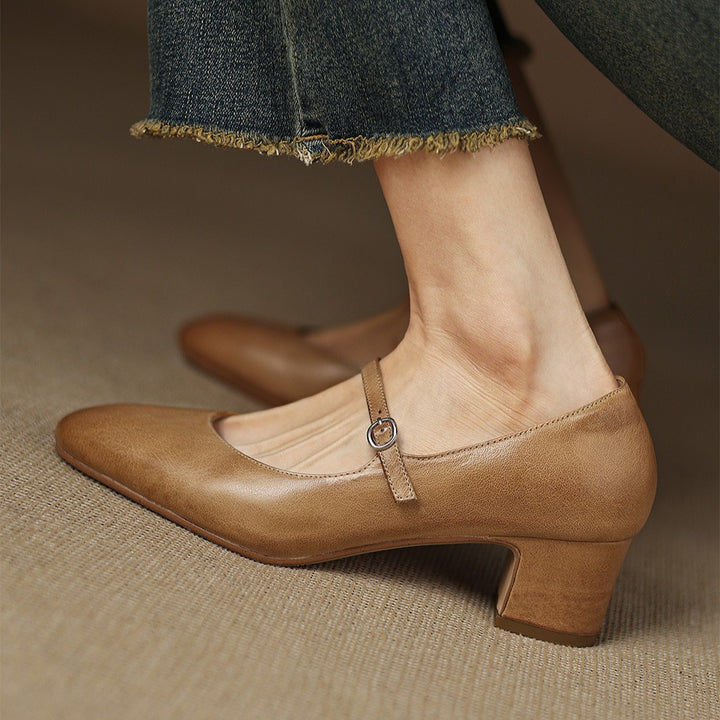 Caelen Leather Block Heels
