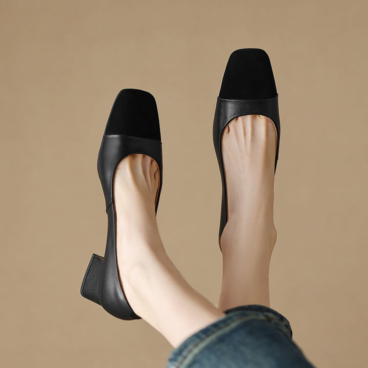 Elara Square-Toe Leather Pumps