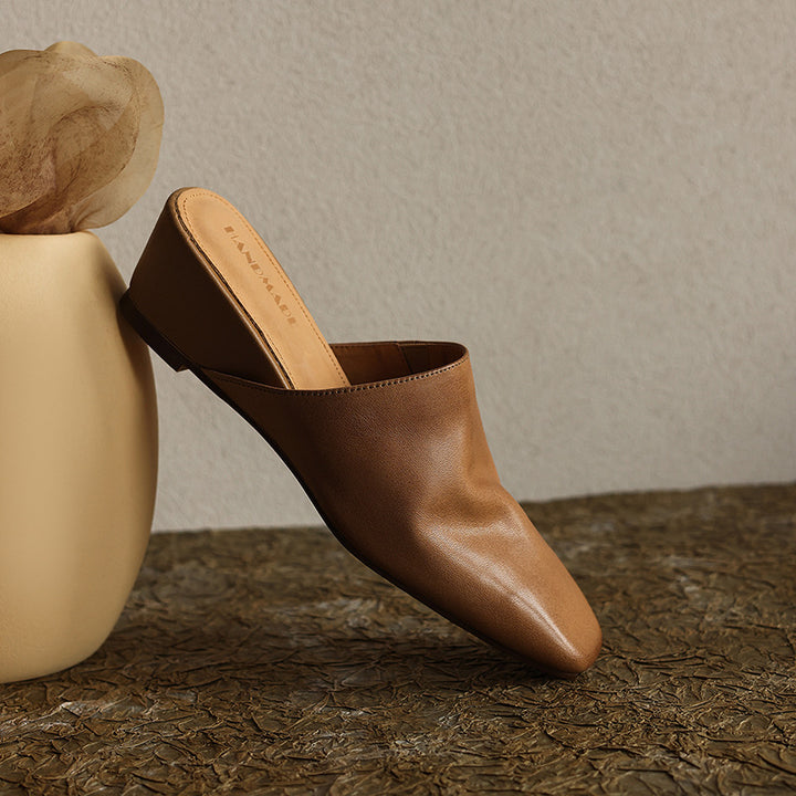 Elise Square-Toe Leather Mules