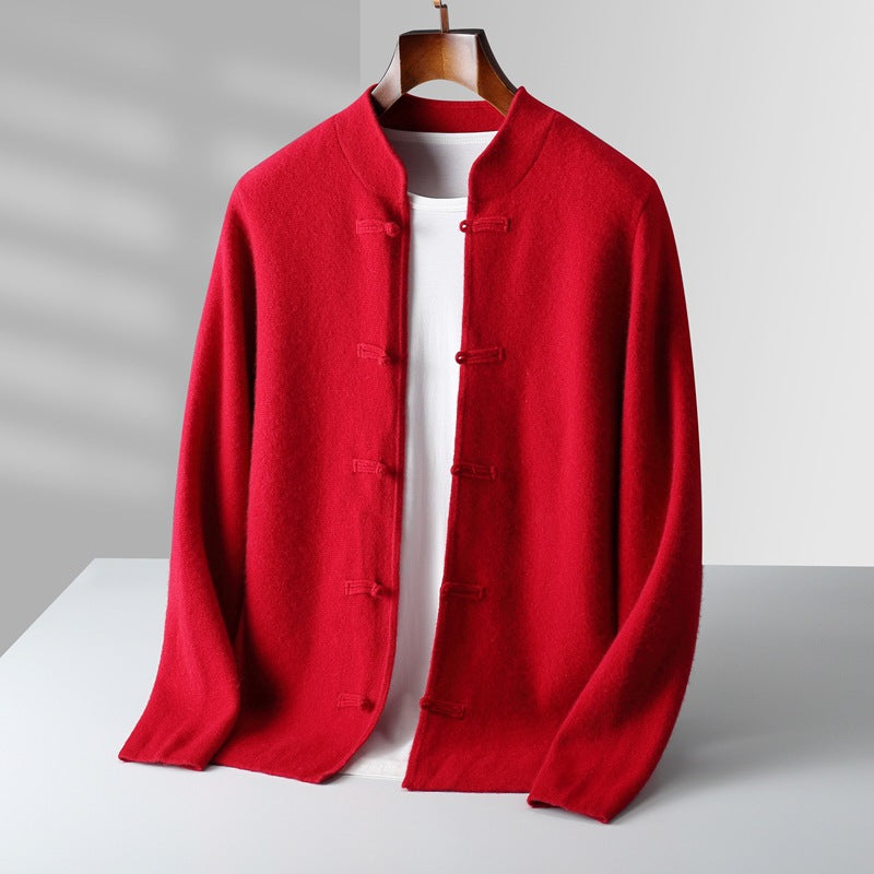 Solren Wool Knot-Button Cardigan