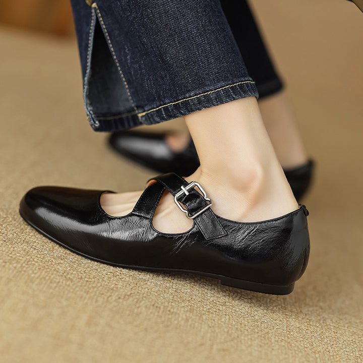 Morven Cross-Strap Leather Flats