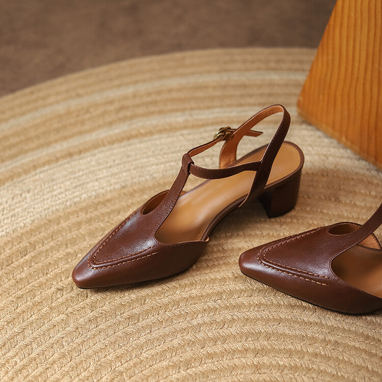 Romira T-Strap Leather Heels