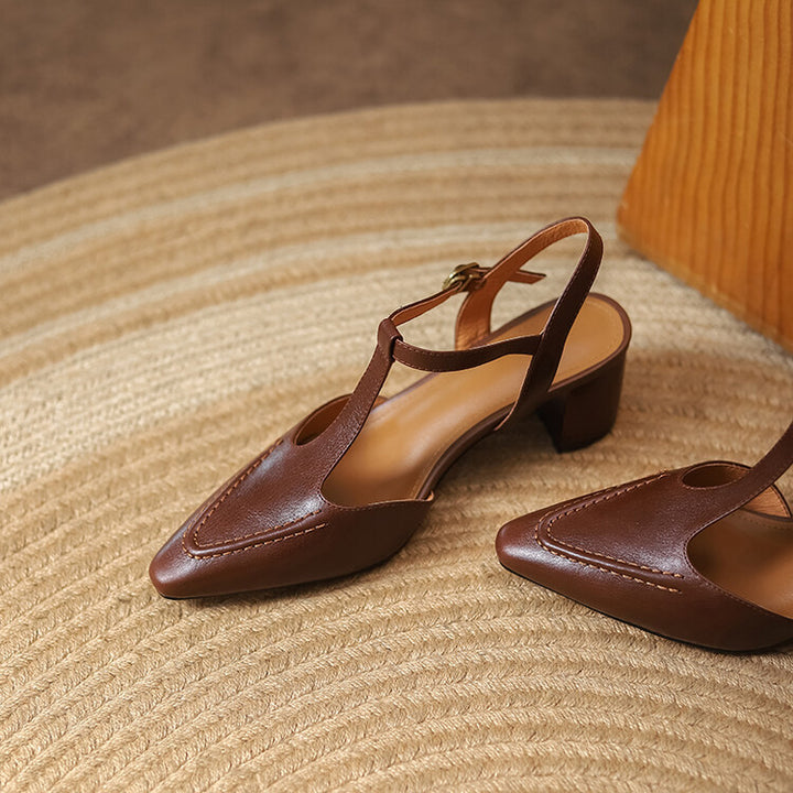 Romira T-Strap Leather Heels
