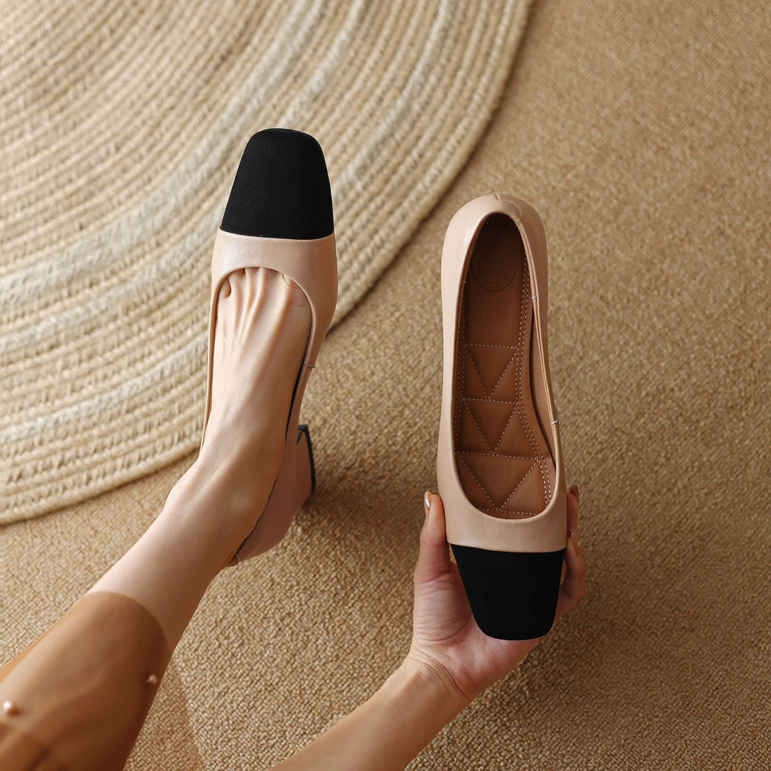 Elara Square-Toe Leather Pumps
