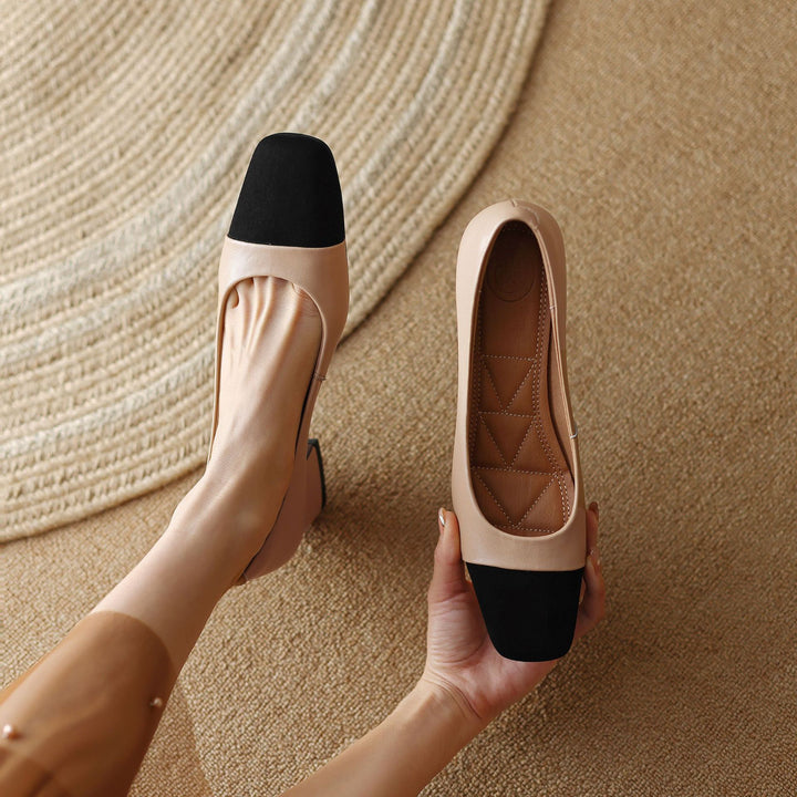 Elara Square-Toe Leather Pumps